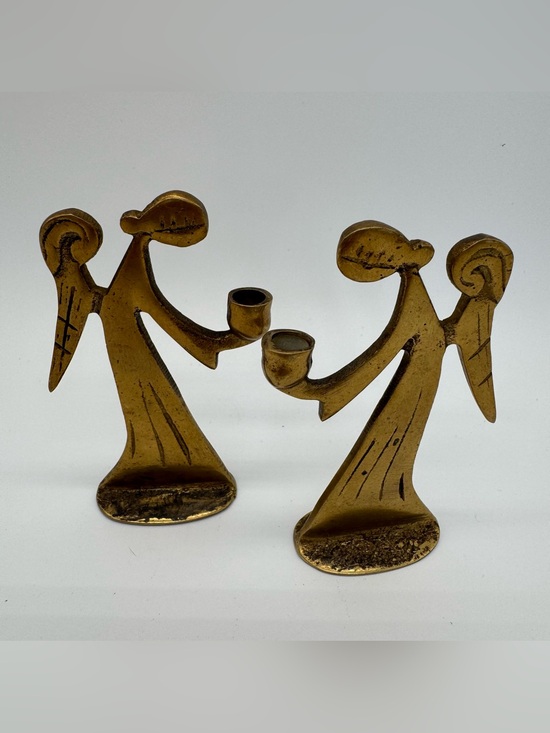 Unbranded vintage made in Korea Other - Vintage Mid Century Brutalist Solid Brass Angel Candle Holders Made in Korea